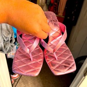 Jessica Simpson metallic pink Barbie mules size 11